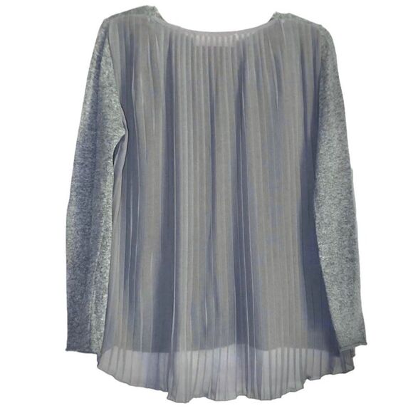 Zara Long Sleeve Sweater with Chiffon Pleated Back in Grey Women’s M - Picture 5 of 6